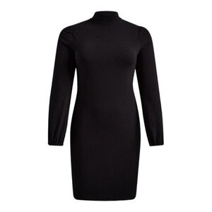 NEW‎ TORRID Dress Plus Size 2X Mock Neck Mini Jersey Long Sleeve Bodycon Black